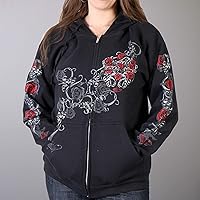 Hot Leathers Women's Live Love Ride and Roses Hooded Sweatshirt (Black)