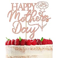 Happy Mother's Day with Carnation Cake Topper, Best Mom Ever, Glittery Mother's Day Party Decorations Rose Gold