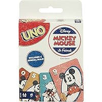 Mattel Games ​UNO Disney Mickey Mouse and Friends Card Game for Kids & Adults for Game Night and Travel, 2-10 Players