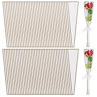 mifengda 100pcs Single Rose Sleeve Flower Wrapping Bags Single Flower Packaging Bags Waterproof Gold Edge White Flower Bouquet Sleeve for Mother's Day Wedding Bouquet Valentine's Gifts (White)