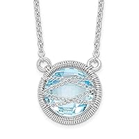 Saris and Things 925 Sterling Silver Rhodium-plated Blue Topaz with 1.5in Extension 18in Necklace
