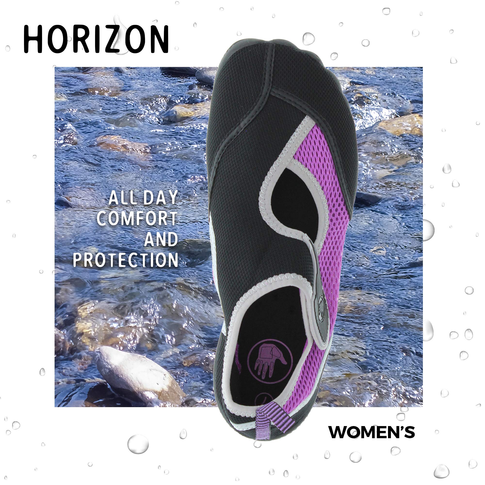 Body Glove Water Shoes for Women (Lake, Aerobics, Swimming, Aqua Sports, Beach, Womens Water Shoes) Black and Oasis Blue Horizon Aqua Shoes for Women
