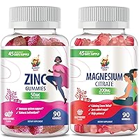 Magnesium Gummies for Adults & Zinc Gummies for Adults - Zinc Chewable Gummy for Immune Support - Powerful Natural Antioxidant Non-GMO Supplement for Children Men Woman Adults