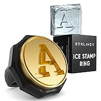Berlinzo Ice Stamp Ring for Cube & Sphere - Custom Ice Cubes for Whiskey, Mojito Cocktails – A Letter Shaped Brass Ice Stamp a/ 3mm Depth - Black