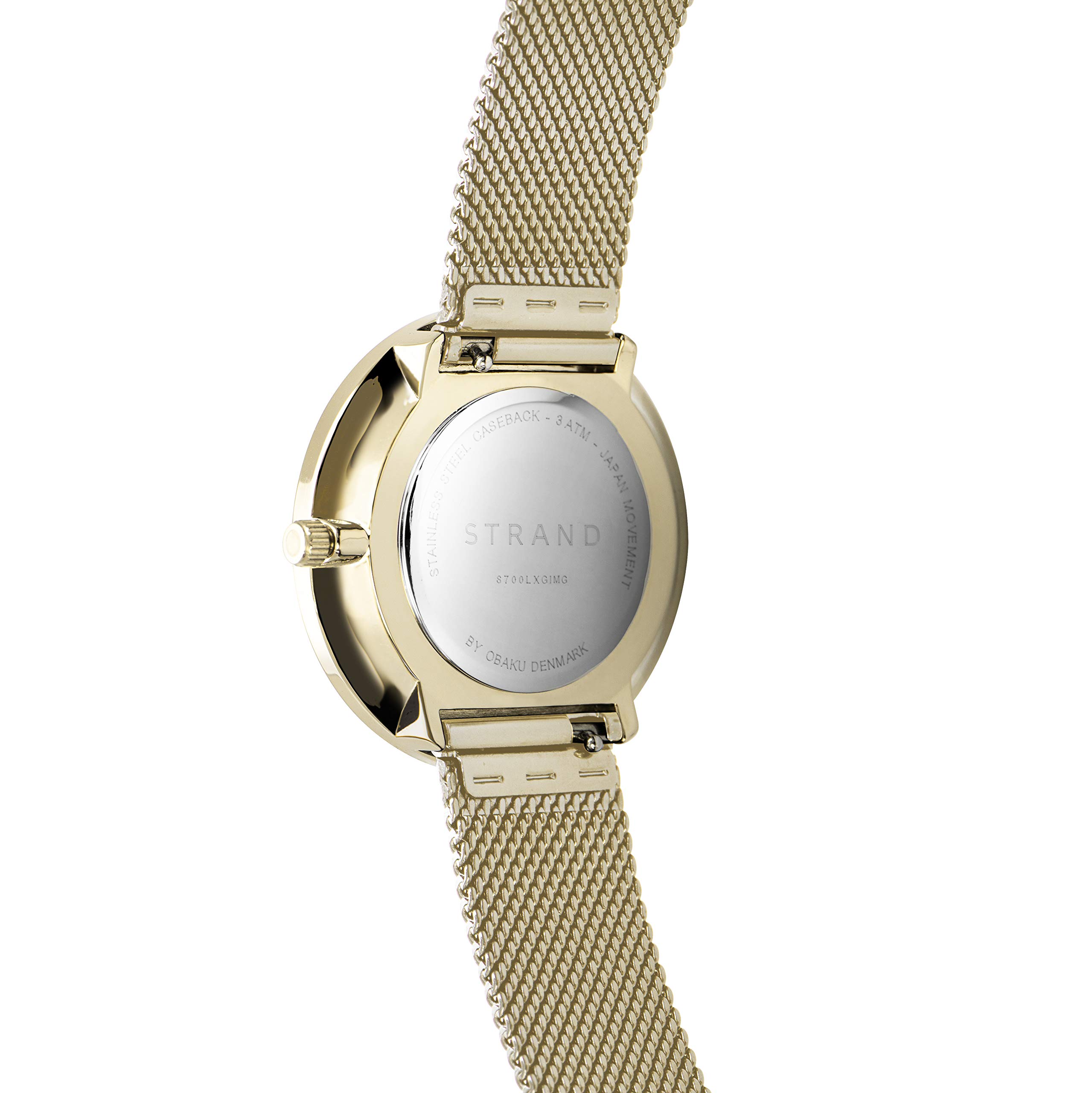Obaku Strand Slim Style IP Gold Watch with Adjustable mesh Strap.