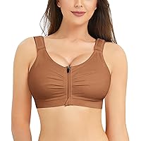 BRABIC Zip Front Closure Everyday Bra for Women Post Surgery Compression Support with Adjustable Straps Wirefree