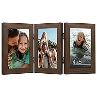 Americanflat Hinged 3 Photo Frame in Walnut MDF - Desk Photo Frame for 4x6