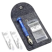 Hand Pin Vise with 16 Pcs Drill Bits，for Resin, Rotary Tools for Wood, Jewelry, Plastic, Miniature - Blue