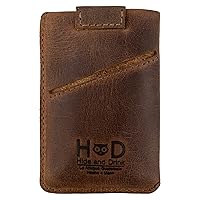 Hide & Drink, Vertical Card Sleeve Handmade from Full Grain Leather, Holds Up Cards & Folded Bills, Pocket Wallet, Card & Cash Organizer :: Bourbon Brown
