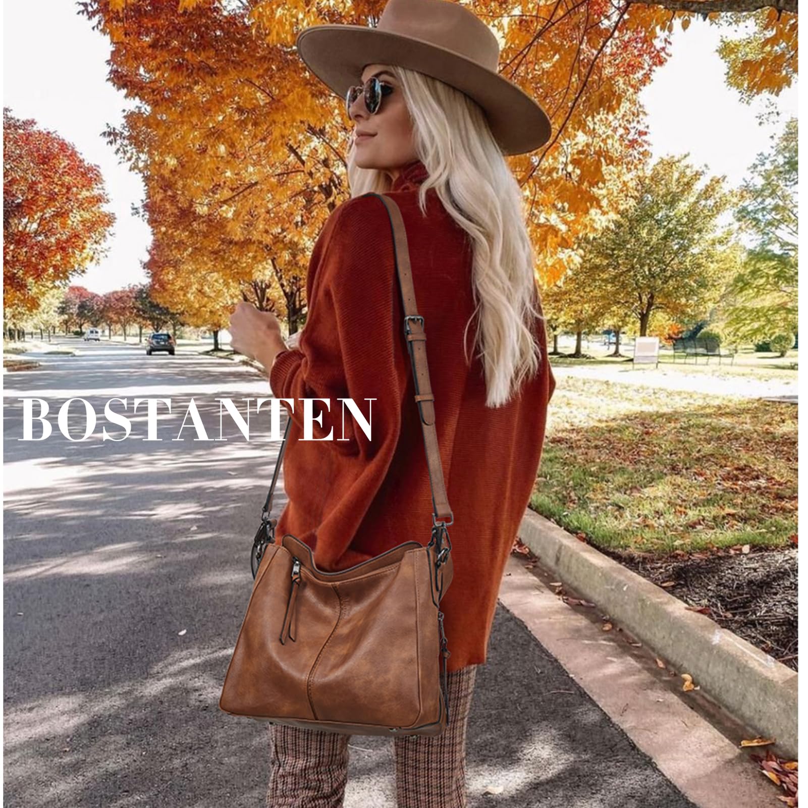 BOSTANTEN Purses for Women Designer Leather Handbags Hobo Bags Ladies Shoulder Crossbody Bags with Tassel