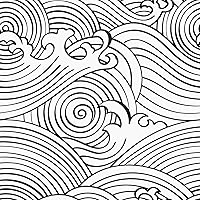 RoomMates RMK11901RL Black and White Asian Waves Peel and Stick Wallpaper
