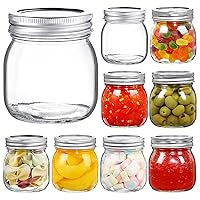 YEBODA 9 Pack Wide Mouth Mason Jars 10 oz Glass Canning Jars with Airtight Lids and Bands for Preserving, Jam, Honey, Jelly, Wedding Favors, Shower Favors, Sauces, DIY Spice Jars
