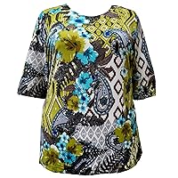 Women's Plus Size 3/4 Sleeve Round Neck Pullover Top