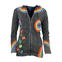 Agan Traders Bohemian Zip Up Jackets for Women - Tie Dye Patch Distressed Womens Lightweight Hoodie Sweatshirts