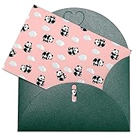 Pink Cute Panda Bear Greeting Cards Blank Note Cards with Envelope Anniversary Card Thanks Card 4 X 6 Inches