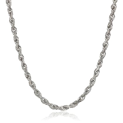 Amazon Collection Men's 14k Duragold Solid Diamond-Cut Rope Chain Necklace (2.5 mm)