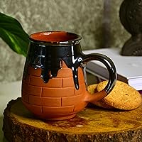 Terracotta Coffee Mug with wide bottom “Mug of closure happiness” for kitchen and dining, premium artisan made utensils as serveware, for gifting.