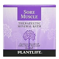 Plantlife Sore Muscle Therapy Bath Salts - Straight from The Plant Natural Aromatherapy Bath Salts - Balance, Calm, and Release Tension in The Body - Made in California 3 oz