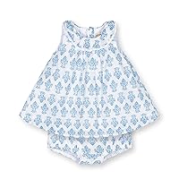 Hope & Henry Layette Baby Girl Woven Swing Top and Ruffle Bloomer 2-Piece Set