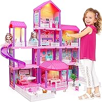 beefunni Doll House, Dream Dollhouse for Girls Toys w/ 4 Stories -11 Rooms, Doll House 4-5 Year Old w/ 2 Dolls & Furniture, Princess Dollhouse 2023 Christmas Toy Gifts for 3 4 5 6 7 8+ Year Old Girls