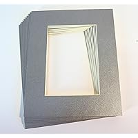 topseller100, Pack of 10 Silver 8x10 Picture Mats Matting with White Core Bevel Cut for 5x7 Pictures