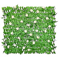 Artificial Leaf Faux Ivy Expandable/Stretchable Fence Privacy Screen (Single Sided Leaves) (2, LIGHTPINK)
