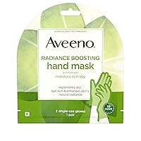 Aveeno Radiance Boosting Hand Mask with Moisture Rich Soy, Moisturizing Hand Gloves to Replenish Dry Dull Skin, Paraben-Free, 1 Pair of Single-use Gloves