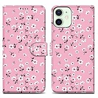 Case Compatible with Apple iPhone 12 Mini - Design Flower Rain No. 6 - Protective Cover with Magnetic Closure, Stand Function and Card Slot
