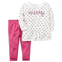 Carter's Baby Girls' 2-Piece Merry Sweater and Leggings Set 3 Months Pink/White