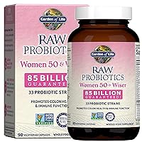Garden of Life Raw Probiotics for Women Over 50-50 & Wiser Women's Probiotic with Acidophilus, Live Cultures, Probiotic - Created Vitamins, Enzymes, Prebiotics - 90 Vegetarian Capsules