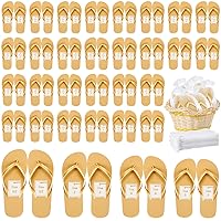 Unittype 48 Pairs Flip Flops Bulk for Wedding Guests Hotel Slippers with Size Cards and Bags for Wedding Beach Pool
