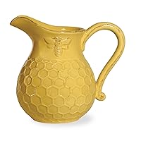 Embossed Ceramic Pitcher, 5 Cup Capacity, Honeycomb