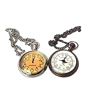 Vintage Pocket Watches for Men-Nautical Antique Victoria London Pocket Watch with Chain and Leather Case, Best Gift for Birthday, Valentine, Wedding etc.
