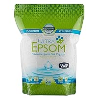 SaltWorks Ultra Epsom Bath Salt, Coarse Grain, Unscented, 5 Pound Bag