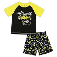 DC Comics Toddler Boys' Batman Pajamas Ready For Action Short Sleeve Shirt and Shorts 2 Piece Superhero Pajama Set