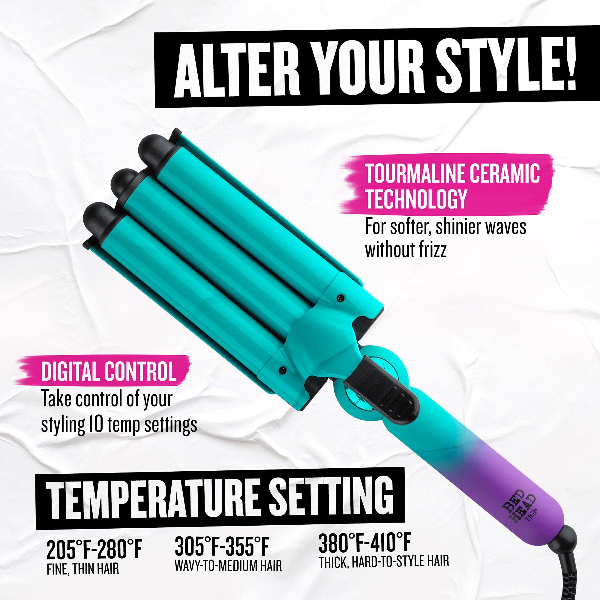 Bed Head Wave Affair Jumbo 3 Barrel Hair Waver | Quick Styling and Serious Hold