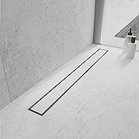 Linear Shower Drain, Shower Drain 24 inch with 2-in-1 Tile Insert Cover, Brushed AISI 304 Stainless Steel Shower Floor Drain, Shower Drain with Hair Catcher and Adjustable Feet