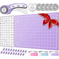 WORKLION 45mm Rotary Cutter Set: Ergonomic Rotary Cutter with Safety Lock  and 2 Replacement Rotary Cutter Blades for Sewing Quilting Scrapbooking and