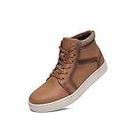 Men's Casual Sneakers Mid Top Fashion Sneaker Lightweight Leather Shoe for Outdoor Walking