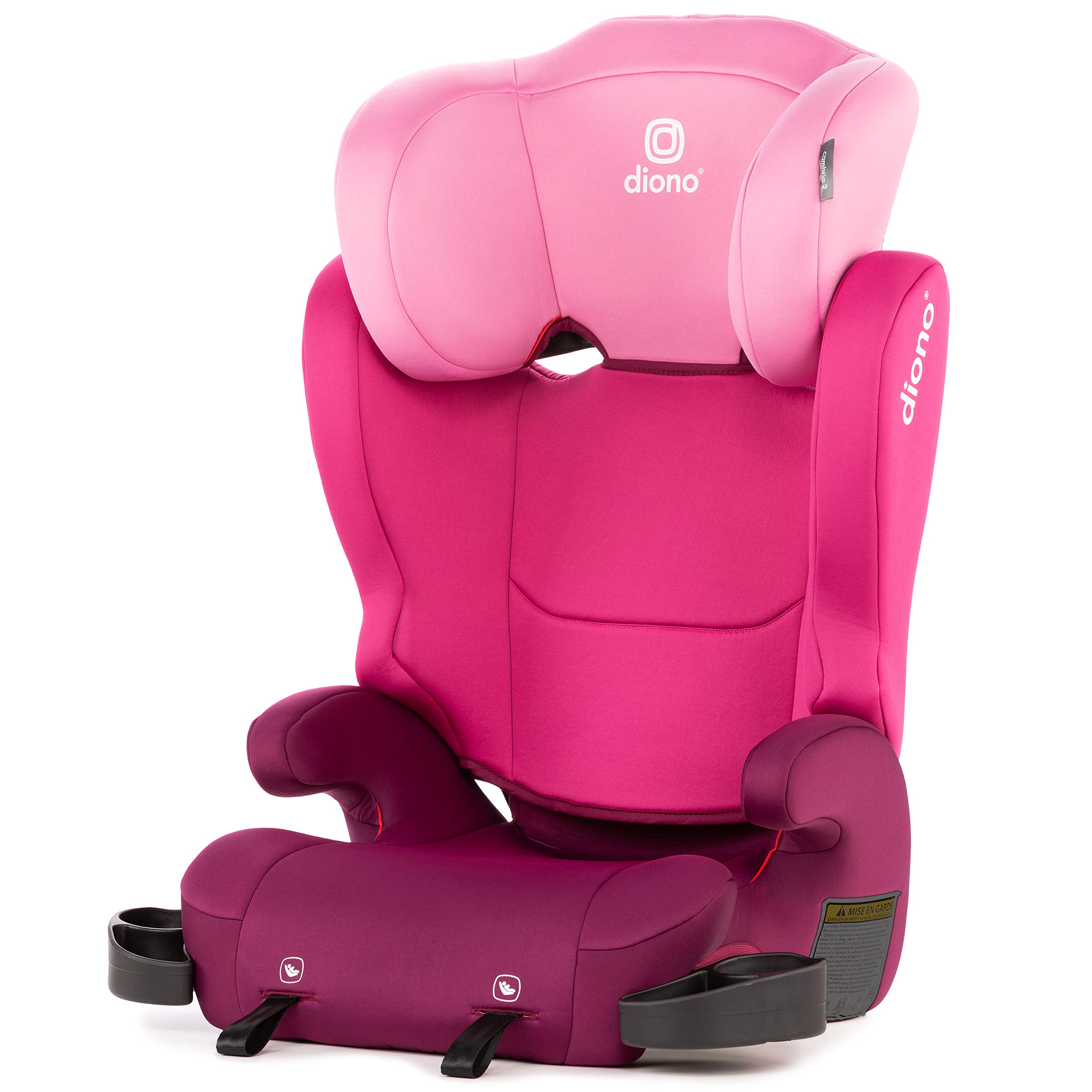 Diono Cambria 2 XL, Dual Latch Connectors, 2-in-1 Belt Positioning Booster Seat, High-Back to Backless Booster with Space and Room to Grow, 8 Years 1 Booster Seat, Pink