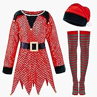 Christmas Elf Costume for Kids Sequins Holiday Elf Costume Xmas Suit