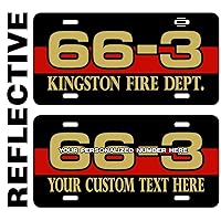 Red Line Reflective License Plate - Both Lines Personalized