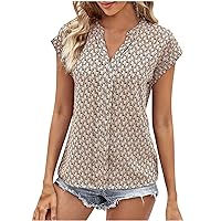 Sale Items Women Fashion Summer Tops V Neck Casual Tshirt Trendy Cap Sleeve Tunic Cute Loose Sexy Blouses Resort Wear Tee Womens Plus Size Tops