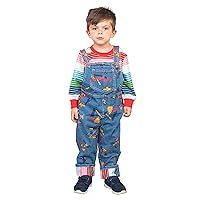 Chuckie Good Guy Doll Kids Costume Set Long Sleeve Shirt and Overalls Childrens Halloween Cosplay
