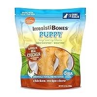 Canine Naturals IrresistiBONES Long Lasting Puppy Chicken and Rice Chew - Made with USA Chicken - All Natural - Added DHA for Healthy Growth - 3 Pack