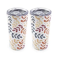 Cambridge Silversmiths Set of 2 20oz White Inuslated Highballs, 0, FALL FLORAL