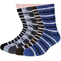 Mens Fuzzy Socks, Warm Winter Soft Fluffy Cozy Slipper Fleece Socks for Men