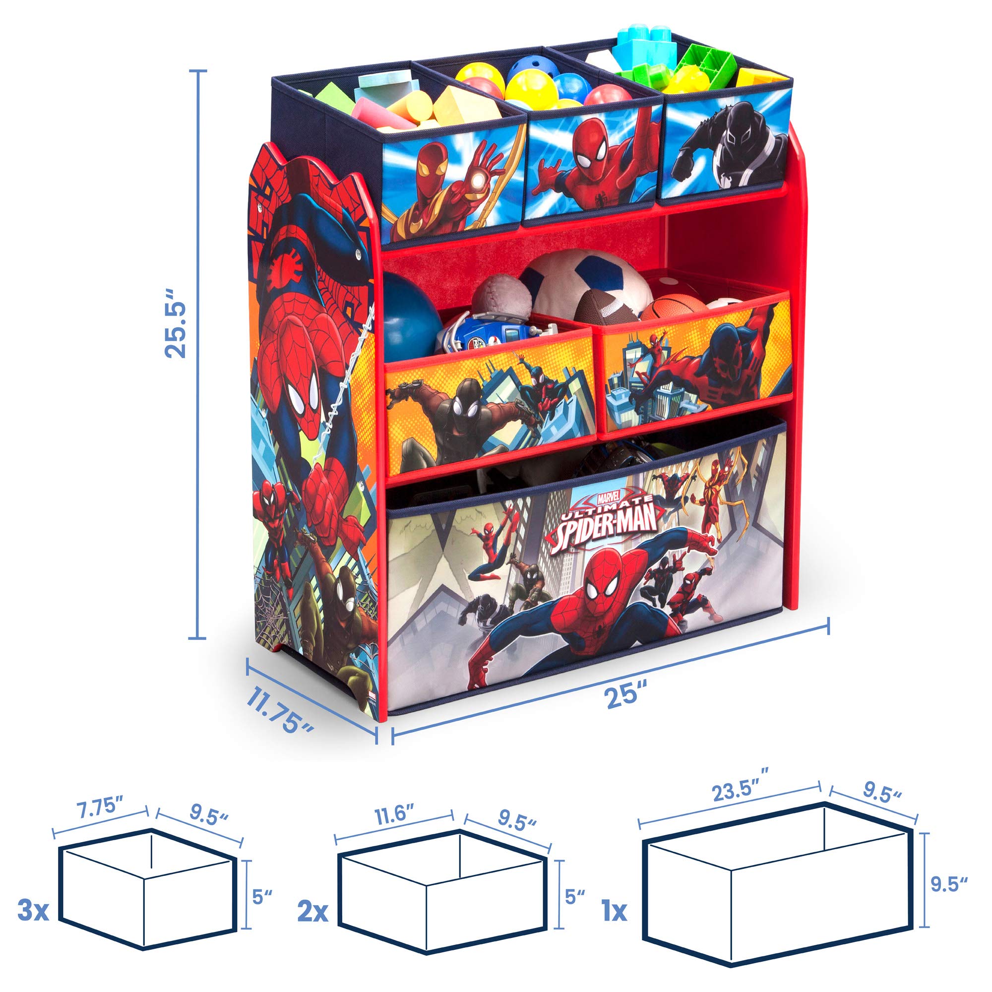 Delta Children Multi-Bin Toy Organizer, Marvel Spider-Man