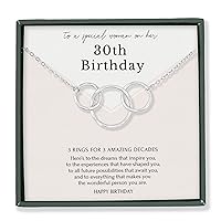 HOPE LOVE SHINE 50th / 30th / 40th / 60th / 16th / 21st / Birthday Gift necklace for woman interlocking circles 5 rings for 5 decades gift box