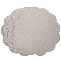 BESTOYARD Flower Shape Place Mats, 4pcs PU Leather Placemats Kitchen Table Mats Reusable Placemats for Dining Table Holiday Wedding Decoration Grey